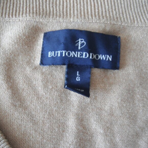 Buttoned Down Men’s Sweater Large Cream V-neck Lightweight Cotton 100% New - Picture 7 of 8